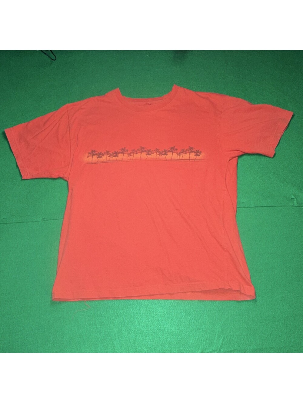 Treasure Trip Orange Palm Tree Graphic T-Shirt Crew Neck Short Sleeve Men's M